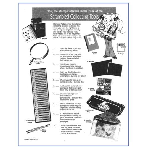 Stamp Detective Collecting Tools Sheet